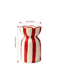 1pc Classic Hand-Painted Striped Ceramic Vase, Modern Minimalist Ins Style Creative Hand-Painted Flower Arrangement Decor, Multi-Functional Decorative Ornament For Living Room, Entryway, Office, Atmosphere Photography Prop - Multicolor - View 10