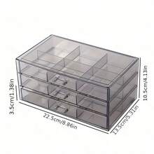 1 khay đựng trang sức acrylic trong suốt màu khói 18 ngăn dạng kéo, có thể xếp chồng, chia ngăn đựng nhẫn và bông tai, khay lưu trữ phụ kiện nhỏ chống bụi dạng mô-đun cho ngăn kéo bàn trang điểm và tủ quần áo, phong cách tối giản sang trọng Ins, quà tặng cho nữ - Trong sáng - Xem 6