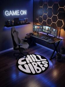 1 件“Chill Vibes”字母毛绒地毯，柔软亲肤，防滑耐磨，隔音，柔软易清洁，室内门垫，客厅/卧室/浴室地毯，可水洗，家居装饰，地板装饰和保护 - 彩色 - 查看 6