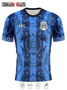 Argentina Men's & Youth Football Jersey, South American Round Neck Design Comfortable Top, Suitable For Match, Daily Wear, Gift Sports Fall - Blue - View 3