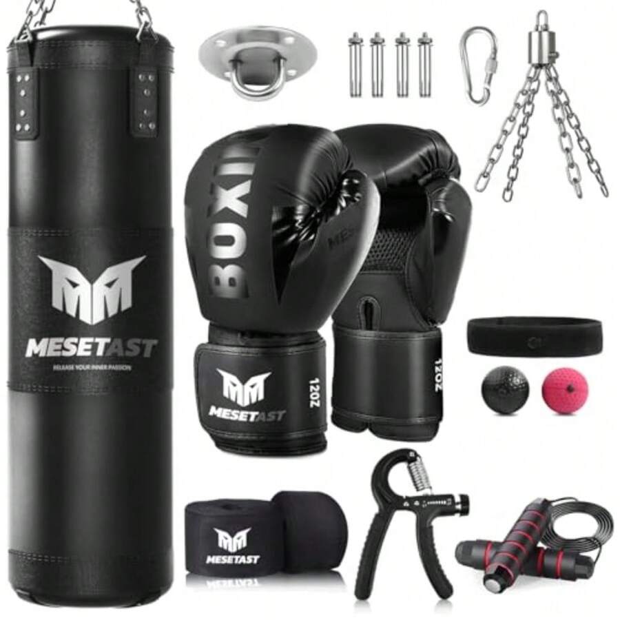 Punching Bag For Adults, 4Feet Heavy Boxing Bag Set With 12 OZ Gloves For MMA Karate Kickboxing Boxing - Unfilled - 1.Black - View 1