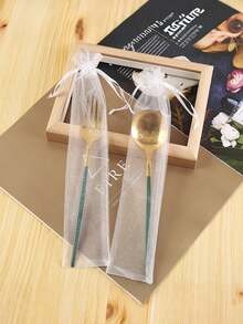 Multifunctional Transparent Drawstring Bag, Suitable For Wedding And Party Favors, Ideal For Folding Fan Storage, Silk Gift Bag, Thin Silk Bag, Rectangular Gift Bag, Handmade Packaging Bag - 6*27 - View 7