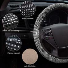 1pc Rhinestone Car Steering Wheel Cover, Bling Diamond Steering Wheel Wrap, No Inner Ring Car Interior Accessories For Women - Steering Wheel Cover - View 4