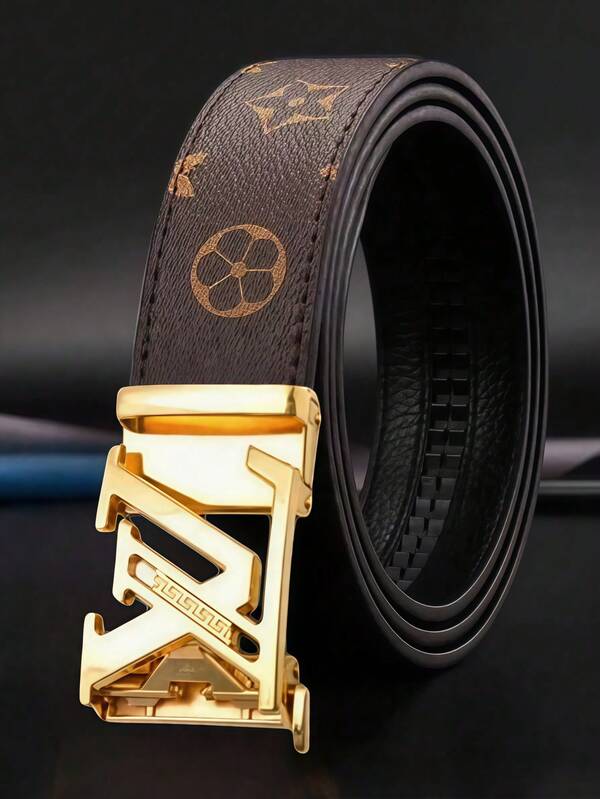 MMJ Finswift Cinturón de hebilla de metal elegante para hombres, cinturón de jeans de decoración diaria de moda con hebilla de letra - Accesorio perfecto para ocasiones de negocios y casuales
