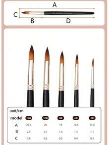Professional Angled Artist Paint Brush, Durable Black-Handled Brush For Watercolor, Acrylic, Oil & Gouache Painting - Multiple Styles - View 8