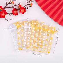 10/20pcs Silver Polka Dot Mesh Drawstring Bags And Transparent Party Gift Bags; Durable, Reusable Bags, Perfect For Wedding Favors, Birthday Party Supplies, Gift Packaging And Daily Storage - Drawstring Bag - View 6