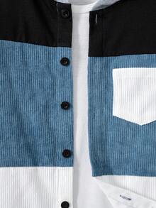 Boys' Fashion Casual 3-Section Color Block Black & White Contrast Hooded Single-Breasted Long Sleeve Jacket, Spring/Autumn - Multicolor - View 5