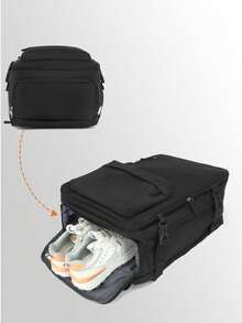 Mochila de viaje unisex de gran capacidad, estilo empresarial, bolsa para portátil, bolsa de equipaje de mano (40*20*30cm) que cumple con las regulaciones de aviación, mochila multifuncional impermeable, compartimento independiente para zapatos, capa intermedia de separación seca y húmeda, mochila de viaje para estudiantes de secundaria - Gris - Ver 3