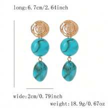 Retro Relaxed Matte Resin Spiral Metal Long Earrings For Women Beach Party - Multicolor - View 5