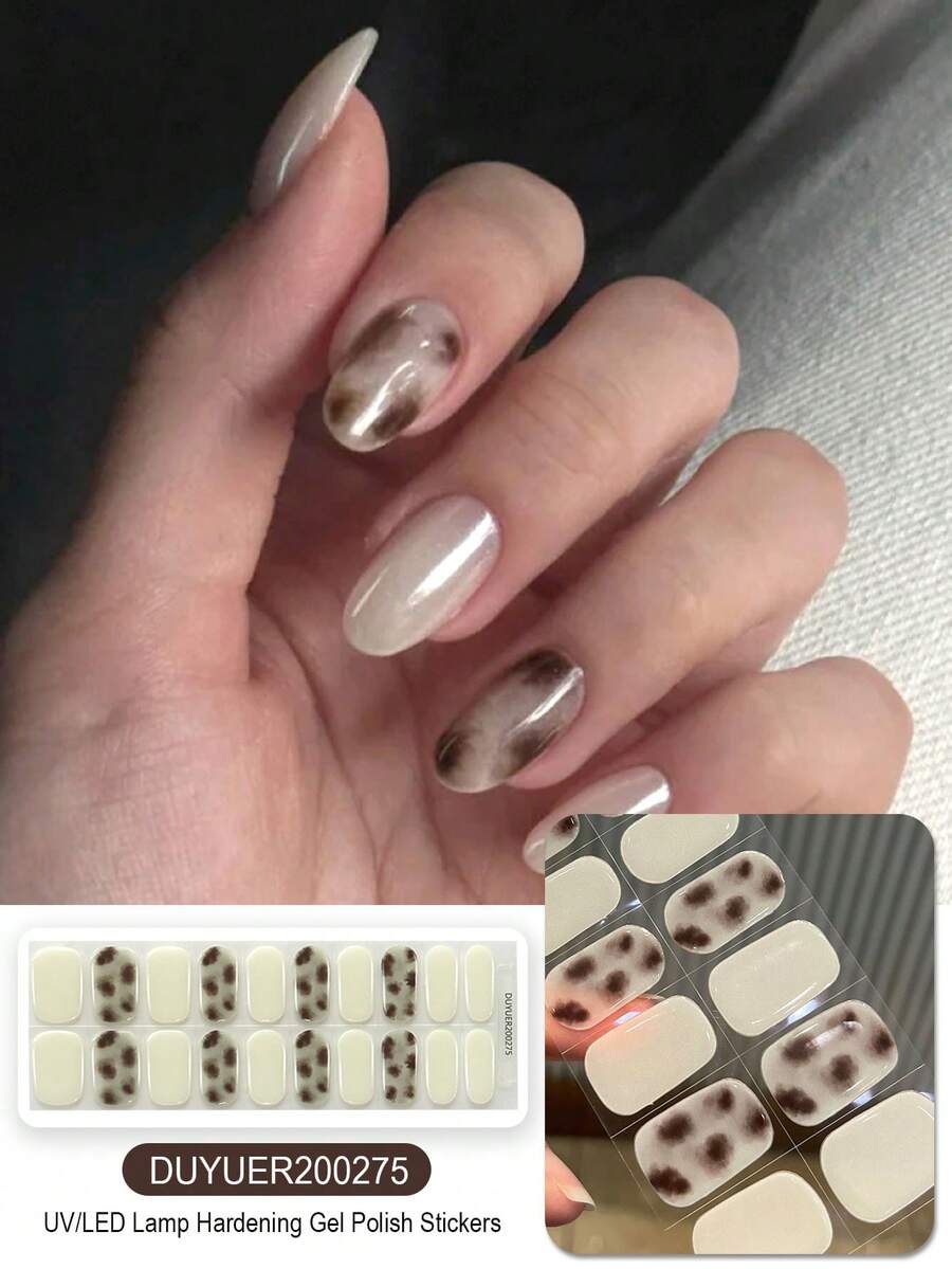 Semi Cured Gel Nail Strips, 20Pcs Long Lasting Salon Quality Wraps, Easy Apply & Remove Gel Nail Stickers With UV Light