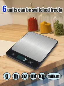 [Hot Selling Product] Multifunctional Kitchen Scale With LED Display On Back Panel, Easy-To-Clean Brushed Stainless Steel Scale Face, Anti-Slip Mat On Bottom, Kitchen Accessories, Baking Tools, Precisely Controls Food Weight. Batteries Not Included. - jewelry scales - View 6
