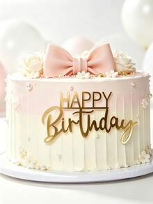3pcs Gold Mirror Acrylic Happy Birthday Dual Font Letter Ornament Cake Topper, Simple Block & Elegant Cursive Integrated Stick Topper, Glossy Shiny Decor For Minimalist Elegant Birthday Party & Soft Private Special Occasions - A - View 5