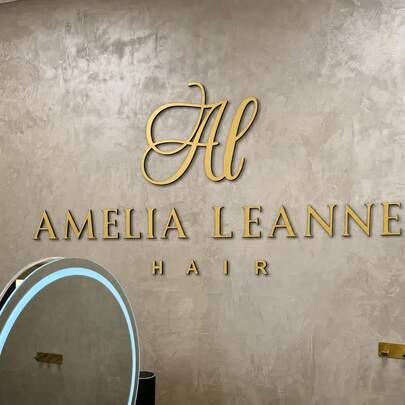 1pc Custom 3D Acrylic Business Sign, Rose Gold Round Salon & Clinic Wall Decor, Personalized Company Nameplate, Makeup Studio Logo Sign, Pink Blush Office Decoration, Small Business Sign