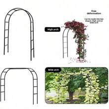 240cm 金屬花園拱門格子架,重型鋼製哥德式拱形框架,適用攀緣植物、玫瑰、藤蔓,戶外草坪婚禮派對花卉背景裝飾拱門,黑色/金色/綠色/銀色可選 - 花架拱門 - 查看 13