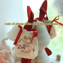 Bolsas de dulces para boda con diseño de conejo en surtido de colores aleatorios, cajas de regalo, bolsas de dulces con cordón, bolsas de dulces prácticas sin pliegues para recuerdos de boda - A - Ver 3