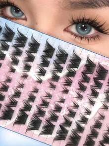 64/104 Clusters Korean Refined Anime Style False Eyelashes, C Curl Natural Flirty Design, Suitable For Beginners, 8-13mm Length Eyelash Clusters, Independent False Eyelash Clusters, Suitable For Home DIY, Reusable, Suitable For Beginners, Soft And Fluffy Eyelash Clusters, Mixed Lengths. - C - View 2