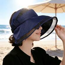 1件女款貝殼帽，時尚百搭寬邊開頂帽，適合戶外旅行、徒步、騎行等多種場景，生日禮物、母親節、復活節、日 - 彩色 - 查看 2