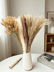 38/60/80/110pcs White Artificial Pampas Grass Decor 17.3/Inch Small Fake Reed Feather Bouquet, Bohemian Style, Wedding Vase, Wreath Decoration, Bedroom Decor, Bohemian Wedding, Mother's Day Gift, Suitable For Halloween, Christmas, Aesthetic Home - Apricot - View 13