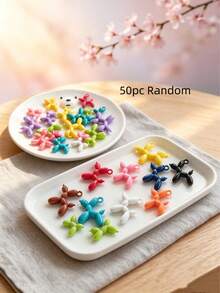 10-50pcs Mixed Color Balloon Dog Resin Beads, Cute Glossy 3D Dog-Shaped Spacer Beads For Handmade Crafts, Nail Art, Hair Accessories Decoration - Multicolor - View 7