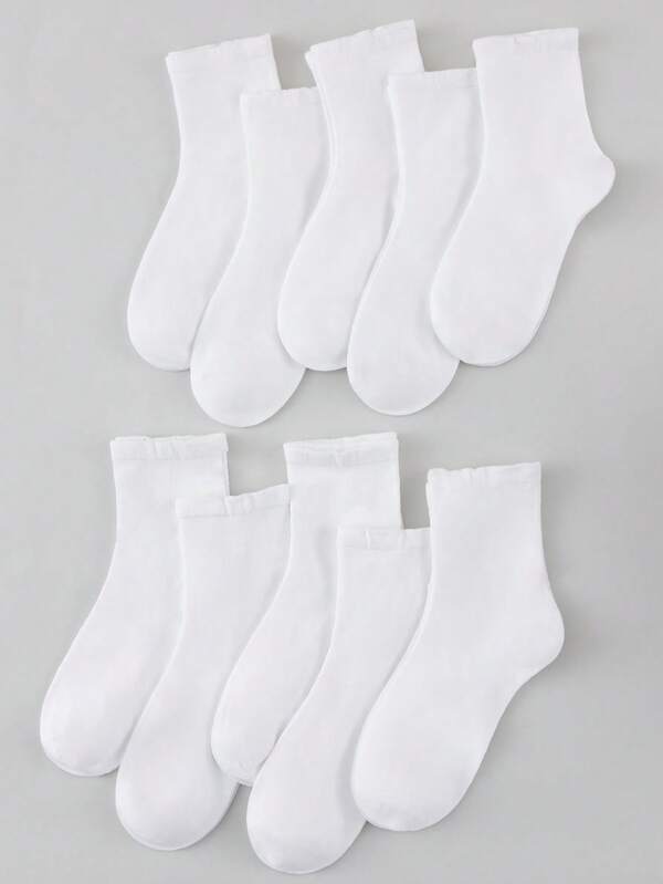 10 pares de calcetines de tripulación cómodos, absorbentes de sudor, transpirables y de moda minimalista para mujer, otoño