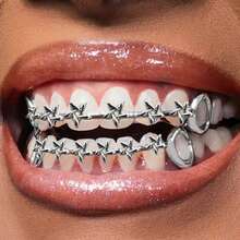 THATBOY Set Of 2 Halloween-Themed Hip-Hop Five-Pointed Star Grillz, Copper-Plated,Fashion Accessory For Women - Multicolor - View 4