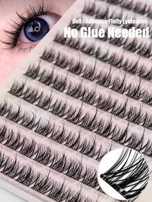 100 Pcs Self-Adhesive, Reusable, Glue-Free, Natural Looking, Suitable For Beginners False Eyelash Clusters, Individual False Eyelashes, False Eyelashes - C - View 1
