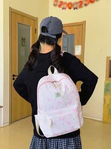 3-Piece Back To School Backpack Set - Heart & Bow Pattern Large Capacity Backpack + Lunch Bag + Pencil Case Multi-Pack, With Laptop Compartment, Adjustable Shoulder Straps And Spacious Multi-Pockets - Lightweight Portable Zipper Bag, Suitable For Students/Teenagers/Graduates, Perfect For Outdoor/Travel/Middle School/High School/College, Essential College Backpack - 2327 - View 16