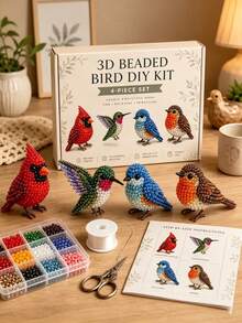 3D 串珠動物 DIY 套件 4 件組，蝴蝶/鳥/動物串珠雕塑手工藝套件，含所有材料，適合初學者的手作藝術，成人趣味放鬆愛好禮物，節日必備，居家裝飾，房間佈置 - 多色 - 查看 7