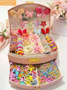 462pcs/Set Colorful Girl Hair Accessories Combination Set, Sweet Bow Hair Clips, Cute Flower & Star Side Clips, Mini Flower Claw Clips, Macaron Fresh Color Palette, Simple Candy Color Hair Ties & Rubber Bands, Versatile Daily Braiding & Photo Props For Girls (Random Style & Color) - Multicolor - View 2