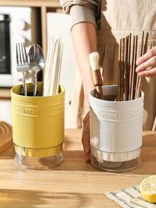 1 Household Chopstick Holder - No Drilling Design, Storage Can For Cutlery, Knives, Forks, Spoons, And Chopsticks, Multifunctional Drainage Cutlery Storage Holder, Suitable For Kitchen Storage Cutlery Rack - Multicolor - View 5