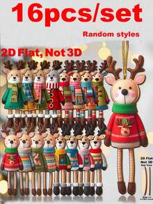 16pcs/Set Colorful Christmas Reindeer Decoration Set - Warm Christmas Style, Suitable For Christmas Tree, Home, Office, Classroom Multi-Functional Gift Box Hanging Ornaments, Reindeer Christmas Decor - A - View 11