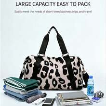 Large Capacity Cow Print Travel Bag, Lightweight Overnight Travel Luggage Bag, Carry-On Gym Bag, Suitable For Short Business Trips And Weekend Getaways - Multicolor - View 3