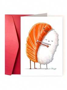 1 buah Kartu Ucapan Bergambar Sushi Lucu yang Sedang Dipeluk, Kartu Hari Valentine & Ulang Tahun yang Humor, Untuk Dia, Untuknya, atau Sahabat Terbaik - 106 - View 8