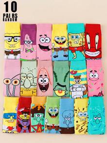 SpongeBob SquarePants 1/3/5/8/10 Pairs Kawaii Cartoon Crew Socks, Cute Novelty Character Socks, Multi-Pack (Random) - Multicolor - View 19