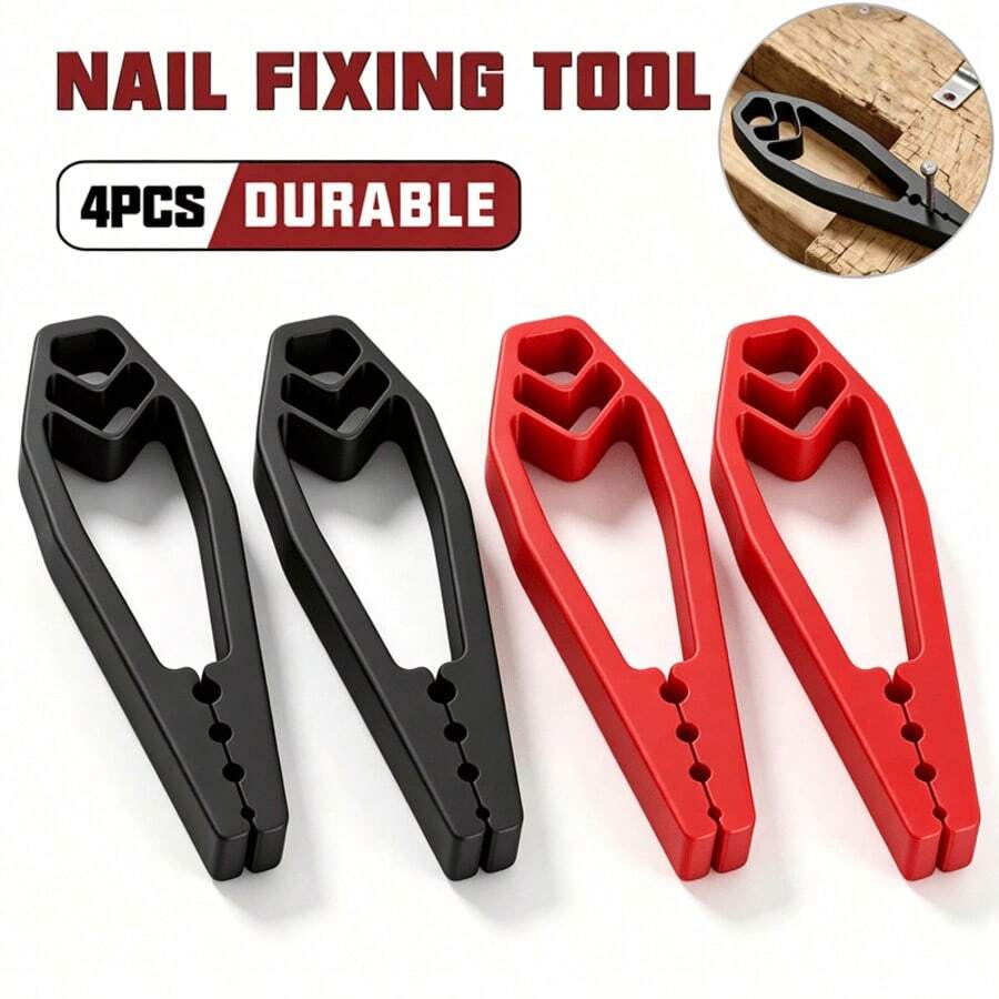 Anti-Slip Hand Nail Gun, 2 Red & 2 Black Portable Nail Fixing Pliers, Multifunctional Plastic Hand Nail Tools, Household Woodworking Hand Tools For Daily Repair & Home DIY Projects Industrial - Multiple Styles - View 1