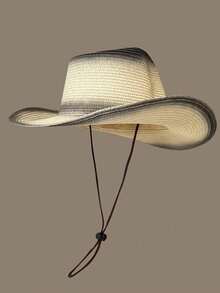 1pc Women's Straw Hat, Travel Vacation Straw Hat Bohemian Polyester Fashion Outdoor Straw Hat Beach Straw Hat Suitable For Daily Outdoor Use - Multicolor - View 3