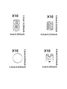 40个/套 混合形状脏辫发圈，可调节发带，适合编发造型，四季皆宜 - 銀色 - 查看 10