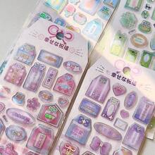 Q-LiA Rainbow Jelly Sheet – Japanese Amulet/Lucky Tag Design With Four-Leaf Clover Pattern. Features 3D Puffy Crystal Embossing. Waterproof, Self-Adhesive Sticker; Perfect For DIY Crafts, Scrapbook Decoration, Smartphone Cases, Laptops, Water Bottles, Stationery Accessories, And More. - Multicolor - View 2