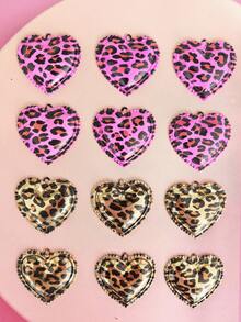 Fashionable Charming Alloy Leopard Print Heart Pendant, Pink And Gold Large Leopard Heart, Suitable For Jewelry Making, Earrings, Necklaces, Bracelets, Bag Charms, Keychains, Perfect For Summer Beach Vacation Accessories, Gift For Friends, Very Charming Jewelry Making Material - Multicolor - View 1