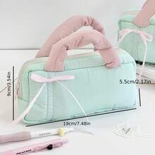Fashionable Korean Style Bowknot Decor Handbag, Large Capacity Design, Can Be Used As Pencil Case, Makeup Bag Or General Storage Bag - Bow - View 6