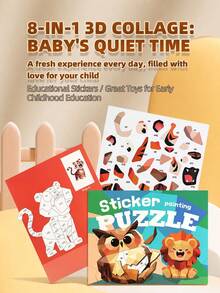 Children's 3D Sticker Puzzle, Sticker Puzzle Picture Book, Preschool Quiet Book, Montessori Kindergarten Learning Activity, Suitable For Children 3 Years And Older, Educational Matching Autism Sensory Travel Toy - Multicolor - View 8