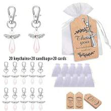 60pcs Baby Shower Favor Angel Keychain Bulk Thank You Tags Baby Girl Shower Favors Guest Return Baptism Gifts - Multicolor - View 15
