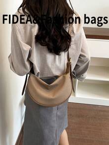 Premium Elegant Colorblock Shoulder Bag, PU Material, Minimalist Stylish Adjustable Strap Crossbody Bag, Versatile Underarm Bag For Travel, Shopping, Commuting And Daily Use, Women's Bag - Coffee - View 7
