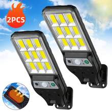 2 Paquetes Luz Solar de Pared IP65 Impermeable, Lámpara Rectangular Negra para Exteriores con Control Remoto, Inducción de Body Humano & 3 Modos de Iluminación, Luz de para Jardín Patio Porche Garaje Camino - 2 artículos - Ver 2