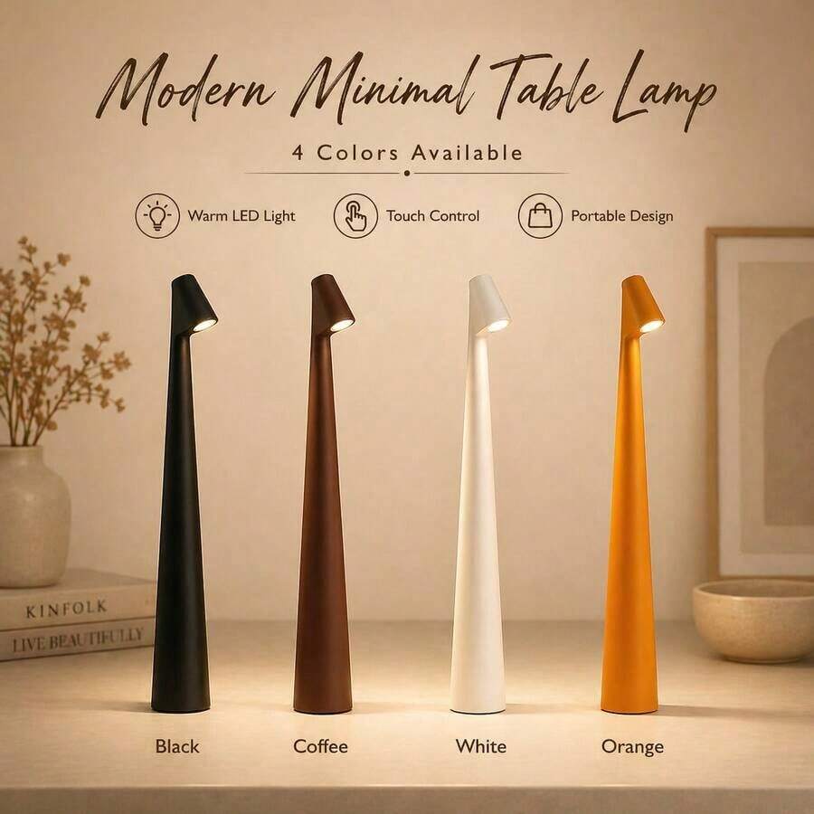 1pc Creative Minimalist Toothbrush Atmosphere Light, Wireless USB Rechargeable Desk Lamp, Suitable For Multiple Scenarios, 3-Level Brightness Adjustment - Multicolor - View 1