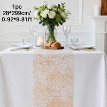 1pc 11x108 Inch Rose Gold Foil Table Runner, Birthday Wedding Banquet Party Table Decor, Tablecloth Table Runner, Placemat Plate Decoration, Gift Wrapping, Baby Shower, Table Centerpiece - Rose Gold - View 17