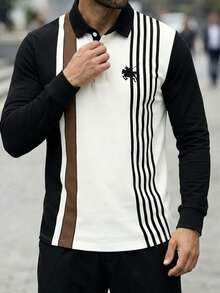 Men's Knight Print Colorblock Casual Daily Polo Shirt - Multicolor - View 4