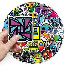 50pcs Geometry Dash Parkour Game Funny MEME Graffiti Gift Stickers, Vinyl Waterproof Stickers, Suitable For Journals, Computers, Scrapbooks, Suitcases, Water Bottles, Phones - Multicolor - View 2