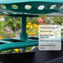 [Free Shipping] Rolling Garden Scooter Garden Cart Seat With Wheels And Tool Tray, 360 Swivel Seat,Green-XY187496 - Multicolor - View 5