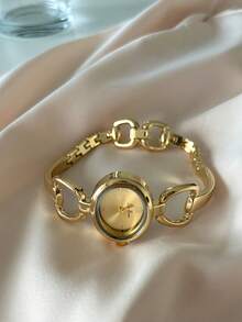 Gold Square Bracelet Watch For Women, Quartz Movement, Delicate And Compact, Suitable For Daily Wear, Birthday/Graduation Gift, Casual Gatherings - Gold - View 6